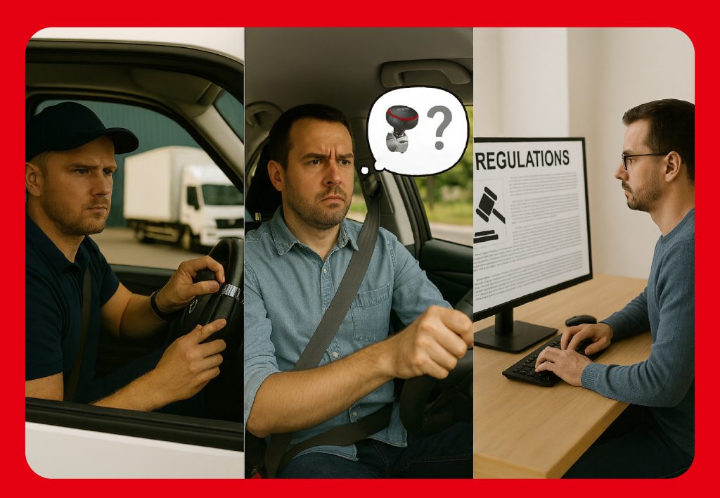 Before using a steering knob, make sure it complies with local regulations