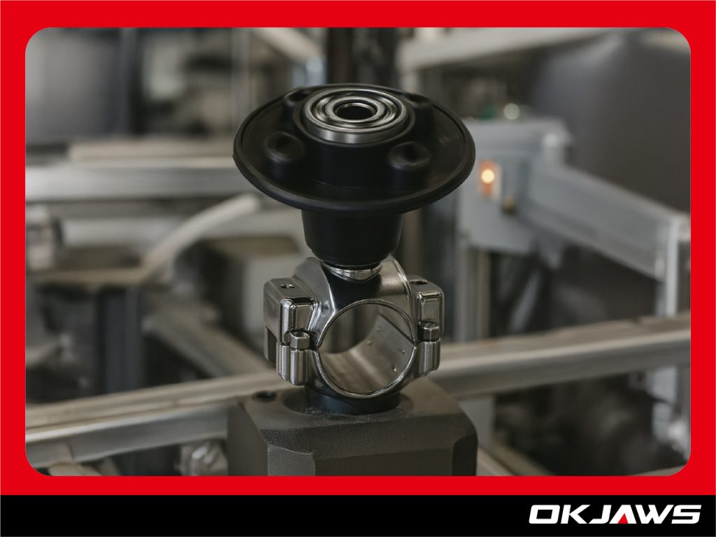 OKJAWS performs durability cycle testing on the steering wheel spinner, verifying OEM-grade bearing, structure, and zinc alloy base reliability for long-term safe performance.