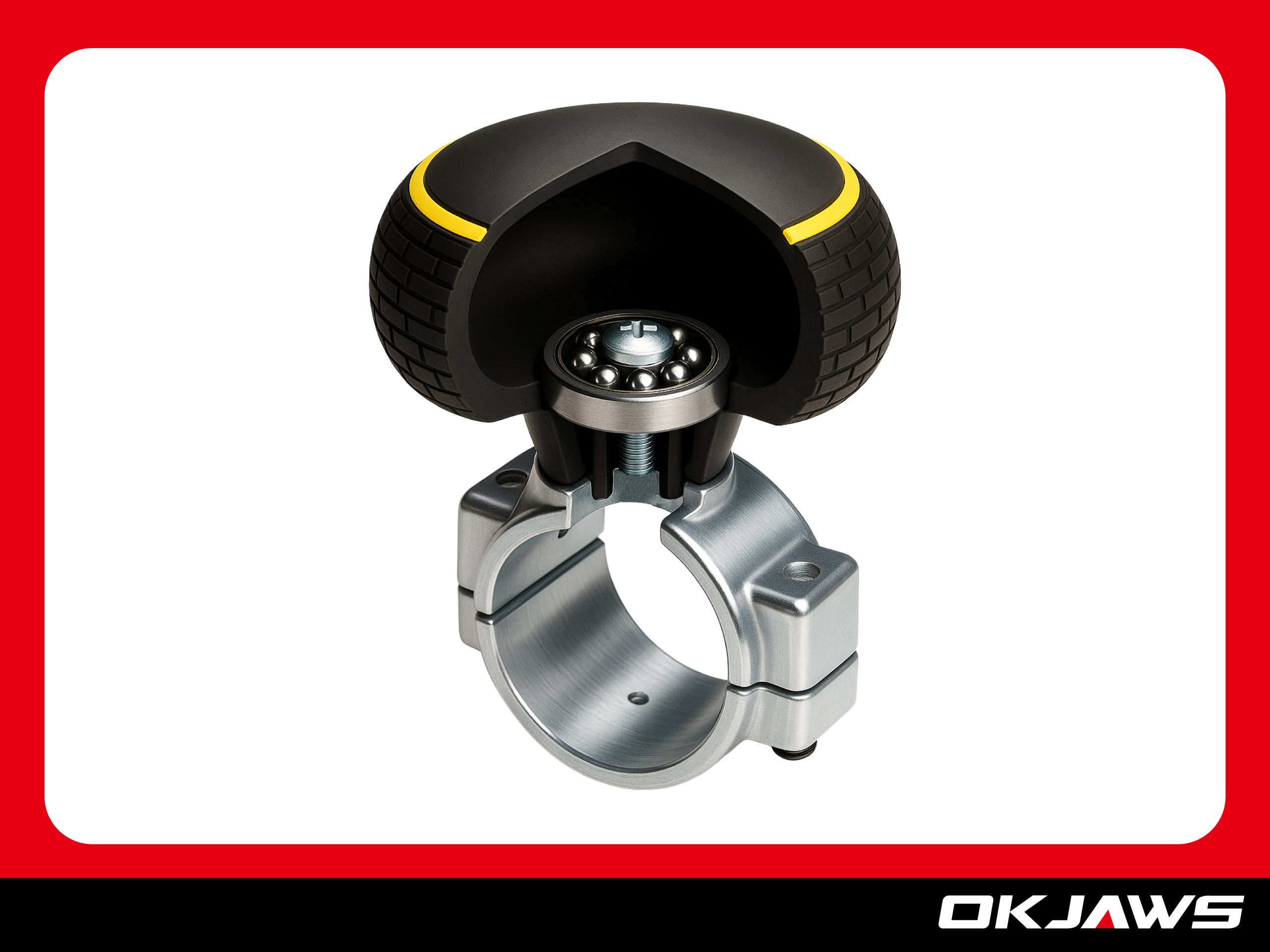 Internal precision bearing structure inside a steering wheel knob, designed for low-friction and stable rotation