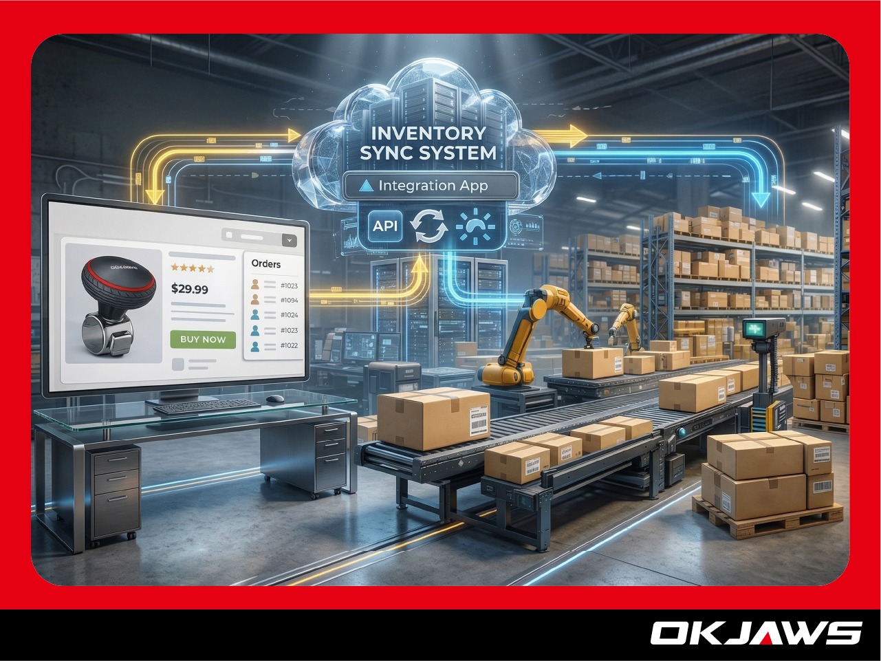 Shopify and Amazon FBA integration architecture showing inventory synchronization and order management workflow between ecommerce platform and fulfillment system