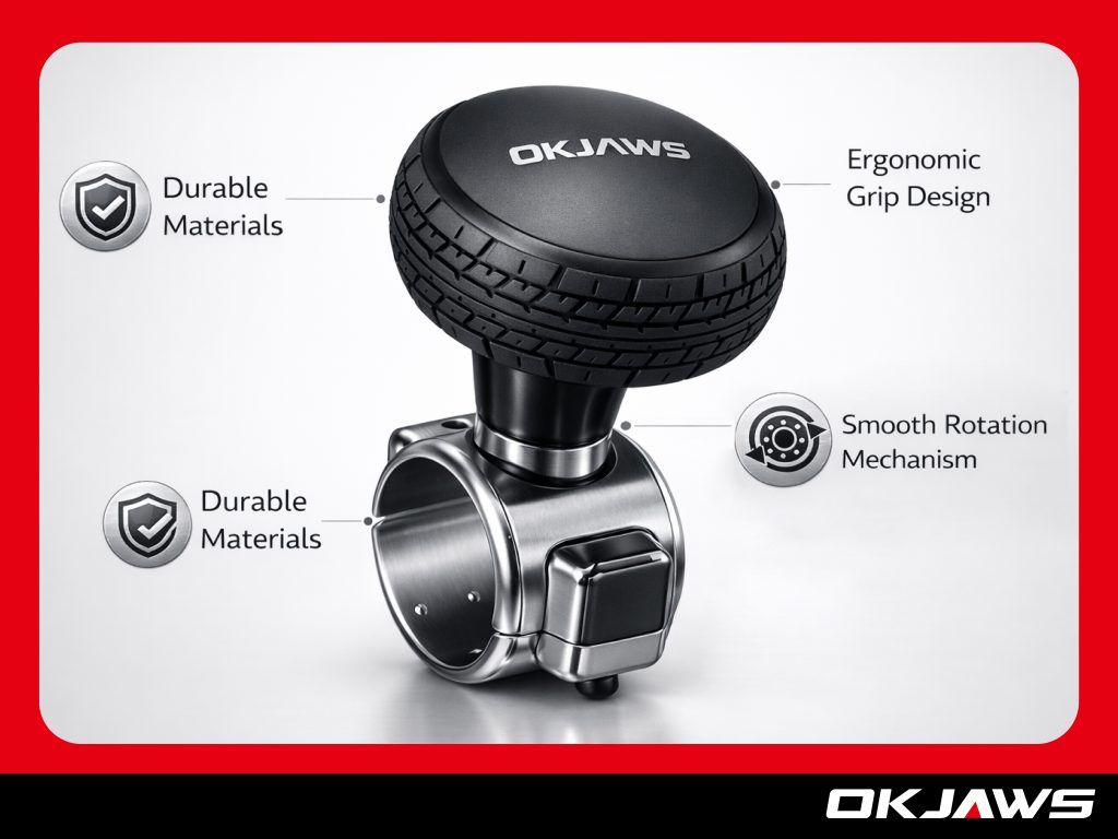 premium steering wheel spinner knob ergonomic metal design close up