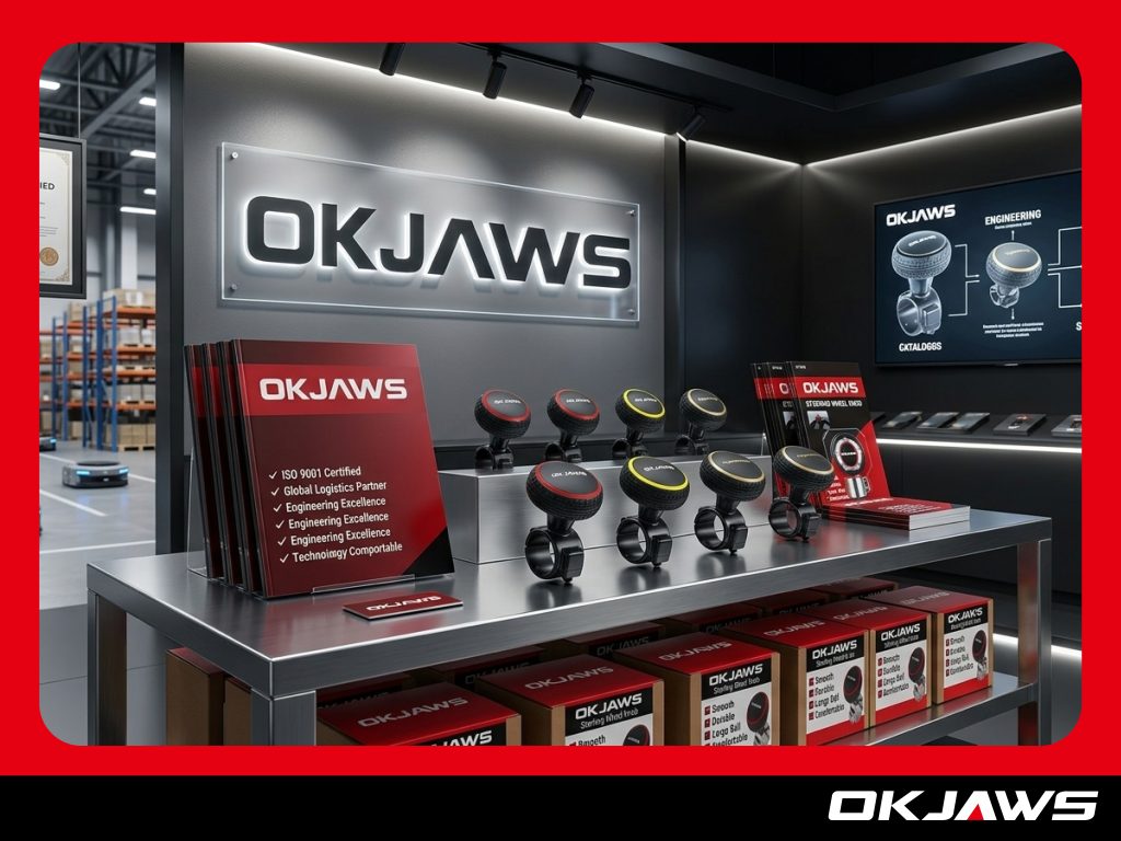 Automotive B2B brand visual identity system with logo, packaging, catalog, and consistent industrial design elements